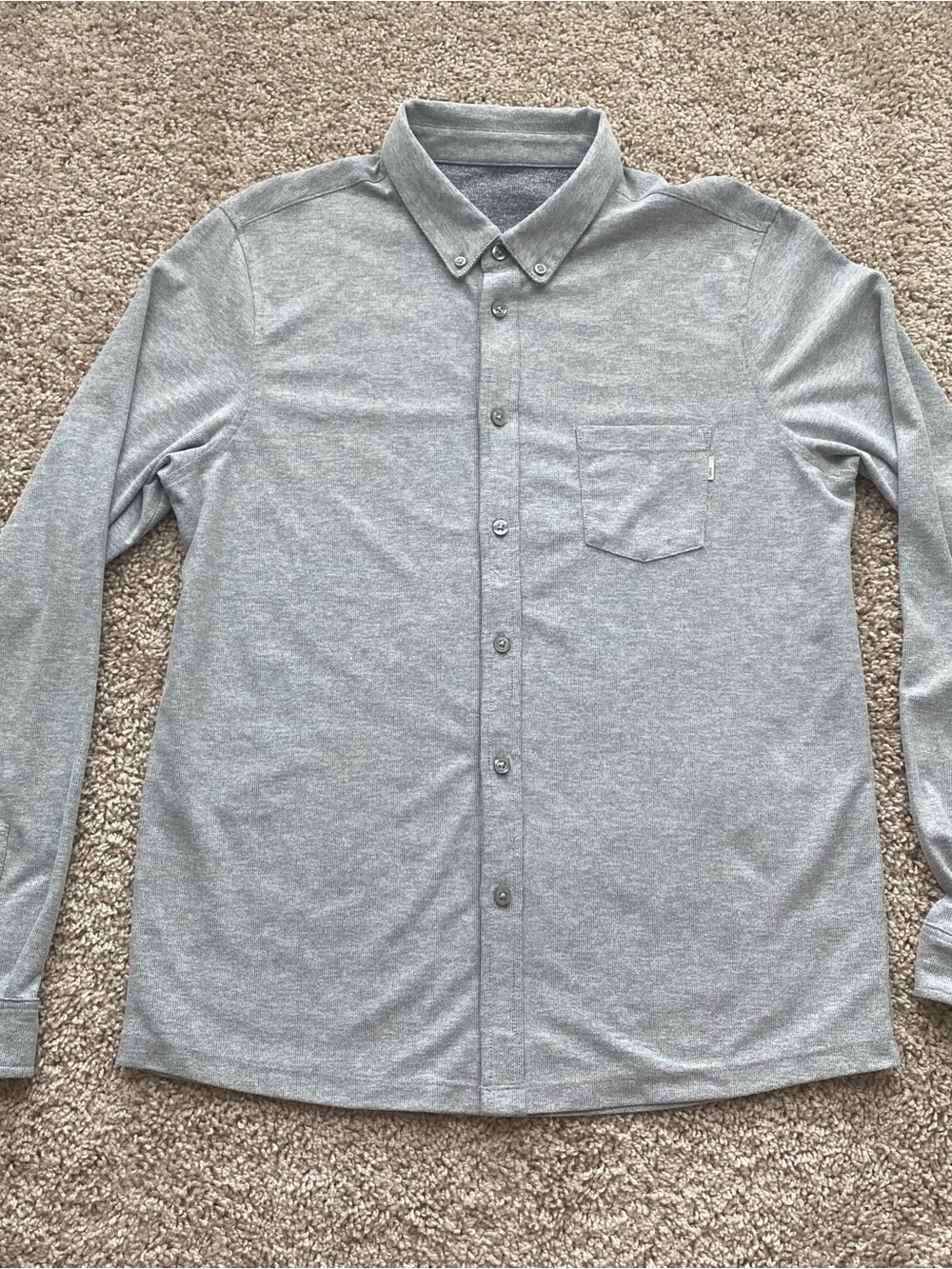 Vuori Ace Long-Sleeve Button Down Shirt Grey Medium